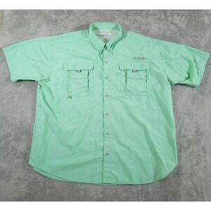 Columbia PFG Shirt Mens 2XL Green Bahama II Short Sleeve Fishing Vented‎ Outdoor